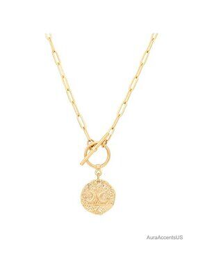 18K Gold Plated Moon Star Charm Pendant Necklace Choker Layering Jewelry